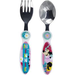 Licensing Juego de Cubiertos 2 Piezas Elípticos Metálicos Minnie Mouse CZ11405 Acero Inoxidable Disney Oficial Niños