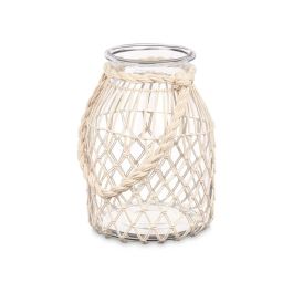Portavelas de vidrio con cuerda blanca - Giftdecor 22x30x20 cm (4 Unidades) Portavelas de vidrio con cuerda blanca - Giftdecor 22x30x20 cm (4 Unidades)