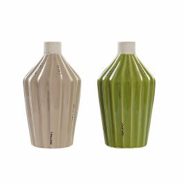 Jarrón DKD Home Decor Porcelana Beige Verde Shabby Chic (12.5 x 12.5 x 23 cm) (2 pcs) Precio: 7.49999987. SKU: B1BLAEGB4V