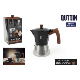 Quttin Cafetera Inducción 3 Tazas Acero Inoxidable/Aluminio Negra - Elegancia y Funcionalidad para tu Cocina (6 Unidades)