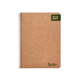 Liderpapel Cuaderno espiral A5 Ecouse tapa cartulina kraft 80 hojas, papel reciclado 80gr, cuadro 4mm