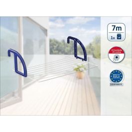 Leifheit 83056 Secador Colgante Regulable 7m para Balcón, Radiador, Ventana | Plegable Inoxidable UV CLASSIC 70 Blanco y Azul