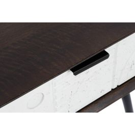 DKD Home Decor Mesita de Noche Moderna de 1 Cajón, Desmontable, en Madera de Mango y Metal, Colores Wengue Blanco Negro, 38 Largo x 50 Alto x 45 Ancho cm