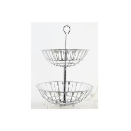 DKD Home Decor Frutero Básico de Metal Cromado Plateado con 2 Niveles 28x28x40 cm Precio: 13.50000025. SKU: S3025701