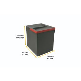 Emuca Contenedores para cajón de cocina Recycle con tapa anti olores, Altura 266, 1x15litros, Plástico gris antracita