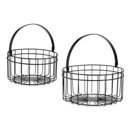 Set 2 Cestas Redondas Negras Giftdecor 25x27x25 cm, Metal Precio: 11.94999993. SKU: S3609583