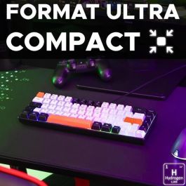 The G-Lab KEYZ-HYDRO-BKWO/FR Teclado Gaming Compacto 60% Membrana, Retroiluminación Fija 3 Colores, Diseño Negro Blanco Naranja The G-Lab KEYZ-HYDRO-BKWO/FR Teclado Gaming Compacto 60% Membrana, Retroiluminación Fija 3 Colores, Diseño Negro Blanco Naranja