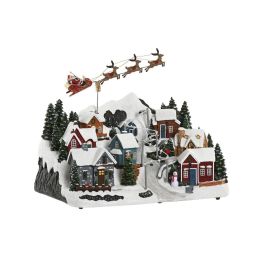 DKD Home Decor Ciudad Navidad Tradicional con Movimiento Musical, Luces LED y Acabado Multicolor de Resina 26.5x29x38 cm