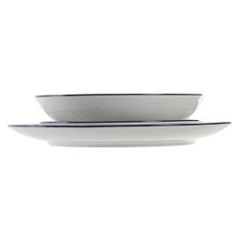 DKD Home Decor Vajilla Completa Mediterraneo Azul con Rayas, Set 18 Piezas de Porcelana, Apta para Lavavajillas y Microondas DKD Home Decor Vajilla Completa Mediterraneo Azul con Rayas, Set 18 Piezas de Porcelana, Apta para Lavavajillas y Microondas