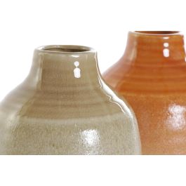 DKD Home Decor Jarron Scandi de Porcelana Marron Naranja, Medidas: 17x14x14 cm, Set de 4 Unidades