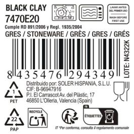 Fuente Oval Black Clay 24.5 x 11.2 x 2 cm - Inde (12 Unidades)