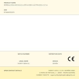 Philips Bombilla Vela LED E14 4,3W 470lm 6500K Luz Fría Ø3,5 x 9,7 cm