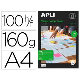 Apli Papel Fotográfico A4 160 gr Láser Doble Cara Paquete 100H Blanco Brillo