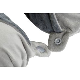 DKD Home Decor Cojin de Viaje Gris Claro y Gris Oscuro de Poliester con Capucha y Boton 10 x 32 x 30 cm (4 Unidades)