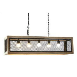 DKD Home Decor Lámpara Techo Loft Marrón Negro Mango Hierro E27 25 x 25 x 100 cm