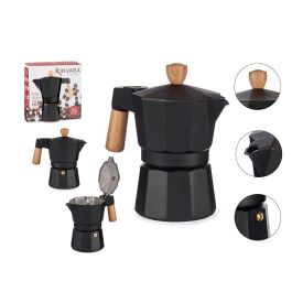 Kinvara Cafetera Aluminio 3 Tazas 150 ml Negra con Asa de Madera 8.5x15.7x14 cm (12 Unidades) Precio: 130.5000004. SKU: S3609146