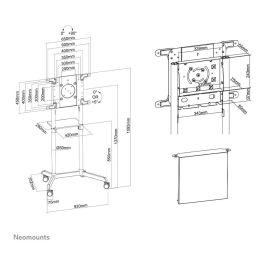 Neomounts Carro para TV NS-M1250BLACK Soporte de Pie Giratorio para Pantallas hasta 70" y 70kg
