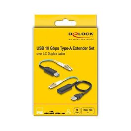 Delock Extender Set USB 10 Gbps Tipo-A con cable LC Duplex, 0.2 m, Negro