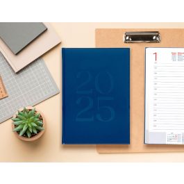 Agenda Encuadernada Liderpapel Creta 170x240 mm 2025 Dia Pagina Color Azul Papel 70 gr