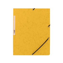 Q-connect Carpeta KF02166 Cartón Símil-Prespán con Gomas y Solapas, 320x243 mm, Amarilla, Formato A4