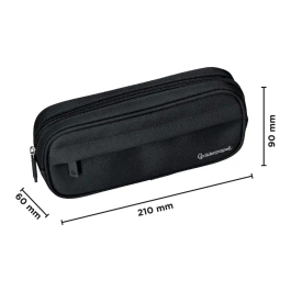 Liderpapel Estuche Portatodo Classic Ovalado Negro, 2 Cremalleras con Bolsillo Delantero, 210x90mm