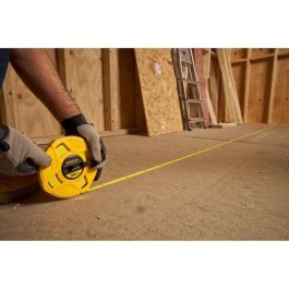 Stanley 0-34-297 Flexómetro Cinta Métrica Fibra de Vidrio 30 Metros x 12,5 mm de Ancho Precisión Clase II Amarillo
