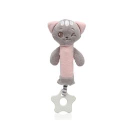 KioKids Sonajero Cricri Gatito Rosa con Mordedor de Silicona y Sonido para Bebés +3 Meses - Alivia Dentición - Colección Dolci Amici
