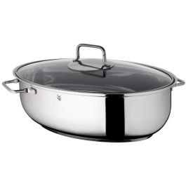 WMF 3201112122 Bräter de Acero Inoxidable con Tapa de Vidrio y Termómetro para Todo Tipo de Cocinas, Apto Inducción