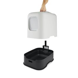 Rotho Mypet Arenero para Gatos Biala Eco, Plástico Reciclado Antiolor con Filtro Carbón y Pala, Blanco Mistletoe