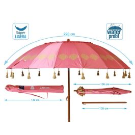 Atosa Sombrilla De Playa De Aluminio Modelo Con Upf 50+ Rosa 220 cm 28-32 mm Rosa