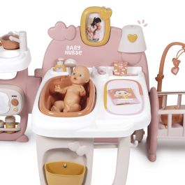 Smoby 7600220394 La Casa De Los Bebés Baby Nurse con 3 áreas: comedor, baño y dormitorio, plegable y con ruedas para transportar