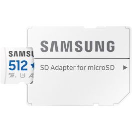 Samsung MB-MD512S Tarjeta MicroSDXC de 512GB Clase 10 UHS-I U3 V30 A2 con Adaptador SD, Velocidad de Lectura 180MB/s, Escritura 130MB/s