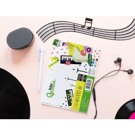 Liderpapel Bloc Música Combi Pentagrama 3mm con Anotaciones Cuadrícula 4mm Cuarto 20 Hojas 100g/m2 Apaisado