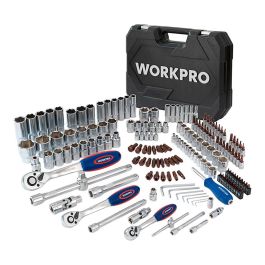Workpro Juego Herramientas Mecánicas 172 Piezas con Carracas 1/4" + 3/8" + 1/2" de Acero Cromo Vanadio Incluye Maletín Precio: 160.49999988. SKU: B1BD6F4Q69