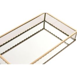 DKD Home Decor Bandeja Decoración Glam Dorado de Cristal y Metal 14 x 4 x 24 cm (4 Unidades)