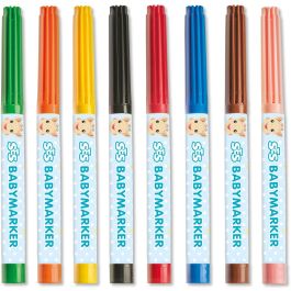 Sophie la Girafe Rotuladores de Fieltro para Bebés - Caja de 8 Super Lavables, Puntas Redondas, Cortas y Seguras, +12 Meses