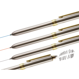 Milan Bolígrafo Multifunción Cromado Adornos Dorados Azul/Rojo/Portaminas 0.7mm/0.5mm Caja Metal
