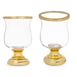 Portavela Copa Abombada Dorada Giftdecor 15.5x26x15.5 cm - Cristal y Acero (6 Unidades) Precio: 58.88999941. SKU: B14YZSS6KY