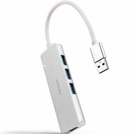 Nanocable 10.16.4602 Hub USB-A 3.0 de 4 Puertos USB-A 3.0 5 Gbps Aluminio Plata 18 cm Compatible Windows macOS Linux