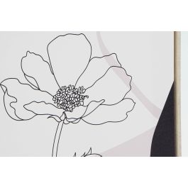 DKD Home Decor Cuadro Scandi Diseño Floral Abstracto en Lienzo y PS Beige y Negro 40x50 cm - Juego de 4 Unidades Decorativas