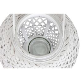 DKD Home Decor Portavelas Blanco Bambu Cristal 32 x 60 x 32 cm (2 Unidades)