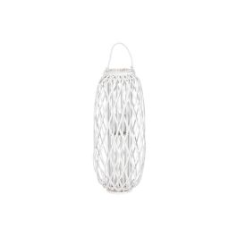 Portavelas Home ESPRIT Blanco Mimbre Cristal 34 x 34 x 80 cm