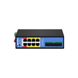 Ernitec Switch industrial gestionado PoE L2, 8 puertos Gigabit, 4 SFP, 1 consola, IP40, -40 a 75°C, DIN35