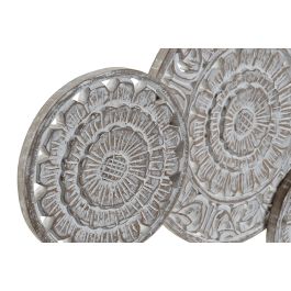 DKD Home Decor Decoración Pared Tropical Marrón Claro Blanco Círculos Mango 3.5 x 64 x 108 cm