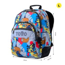 Totto Mochila Rayol Lazel MA04ECO002-2416N-6YB, Escolar, 33x44x13.5 cm, 19.6L, Lona RPET, Estampado