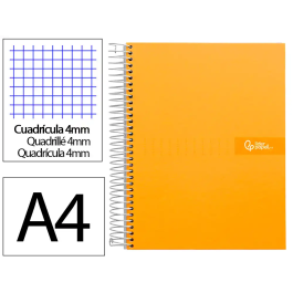 Liderpapel Cuaderno Espiral A4 Crafty Tapa Forrada 80 Hojas 90gr Cuadro 4mm con Margen Color Naranja Precio: 17.5000001. SKU: B1EXZABH6V