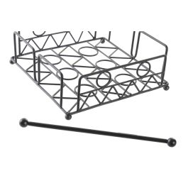 DKD Home Decor Servilletero de Metal Negro Colección Black Surewell Estilo Cottage Geométrico 18x7x18 cm