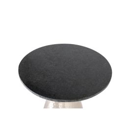 GINER Y COLOMER Mesa de Centro Redonda con Tapa de Mármol Negro y Base de Aluminio Martillado