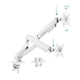 Soporte de Mesa para 2 Monitores TooQ DB4132TNR-W/ Giratorio/ Inclinable/ hasta 9kg Soporte de Mesa para 2 Monitores TooQ DB4132TNR-W/ Giratorio/ Inclinable/ hasta 9kg