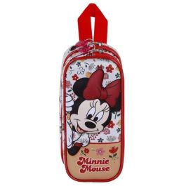 Karactermania Estuche Portatodo Doble 3D Minnie Mouse Flowered Escolar con 2 Compartimentos y Cierre Cremallera, Rojo, 22 x 8 x 9.5 cm